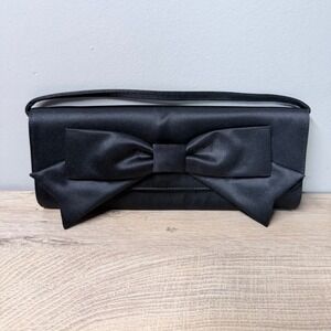 Hollywould for Target Clutch Bag Womens OS Black Satin Bow Leopard Print Lining